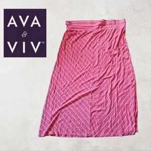 Ava & Viv Striped Maxi Skirt 2X